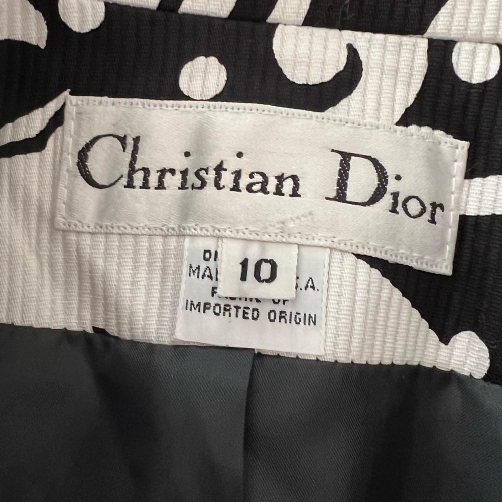 Christian Dior vintage 90’s black white Baroque Scroll Print Blazer jacket 10 - Picture 8 of 9